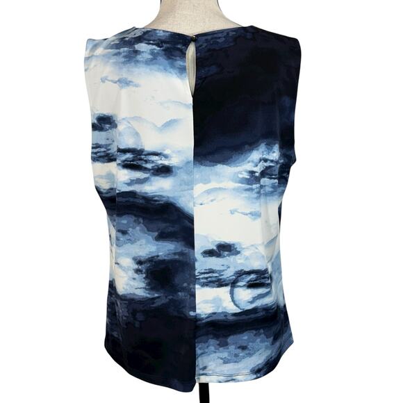 Calvin Klein X-Large Top Sleeveless Stretch Pleated Abstract Keyhole Round Neck - Picture 4 of 10